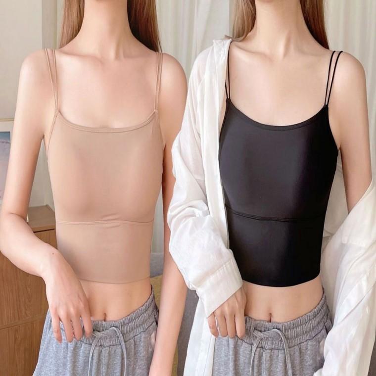 이너 두줄 여름 민소매 크롭 여자 끈나시 캡내장 브라