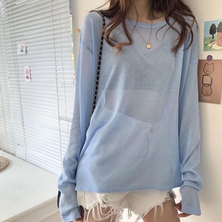 루즈핏 긴팔 티셔츠 시스루티셔츠 비치웨어티셔츠 쿨긴팔티셔츠 여자긴팔티셔츠 여름긴팔티셔츠