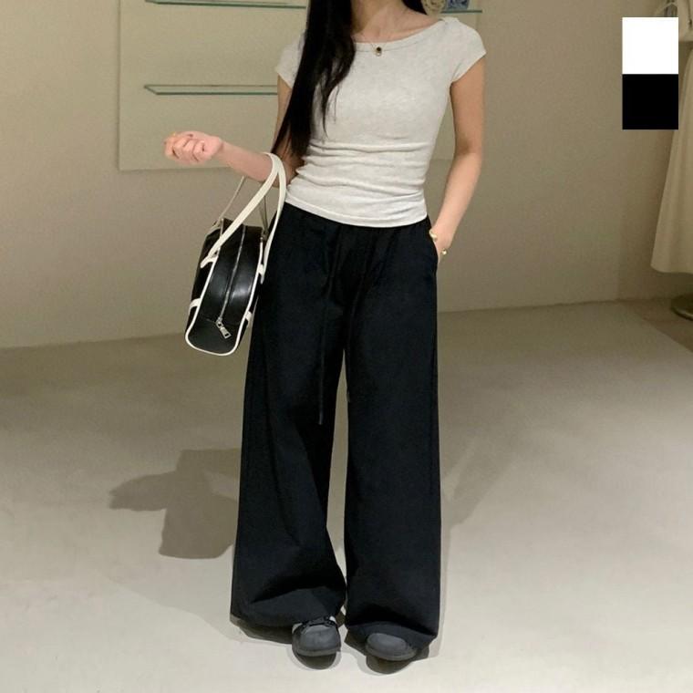 여자 면바지 와이드핏 밴딩팬츠 여름바지 2색 캐주얼