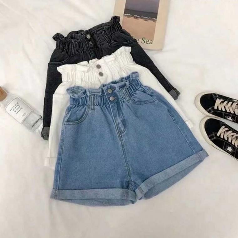 숏팬츠 밴딩 데님 여름 하이웨스트바지 3색 여자