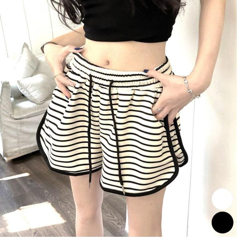 스트라이프 여름 짧은 여자 반바지 밴딩 돌핀팬츠
