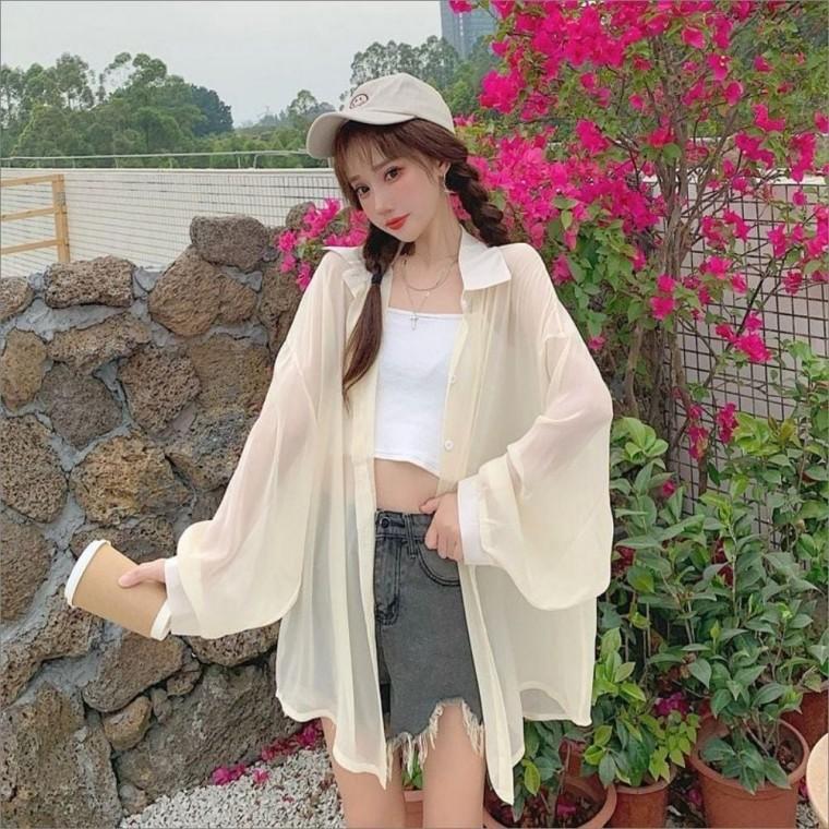 셔츠 블라우스 비치는 시스루 쉬폰 여자 여름 간절기