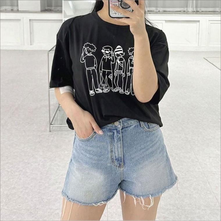 드로잉반팔티 일러스 프린팅 여름 여자티셔츠 루즈핏