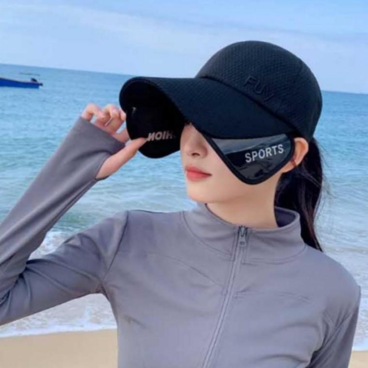 여성 메쉬 날개 캡모자 썬캡 바캉스 자외선차단 모자