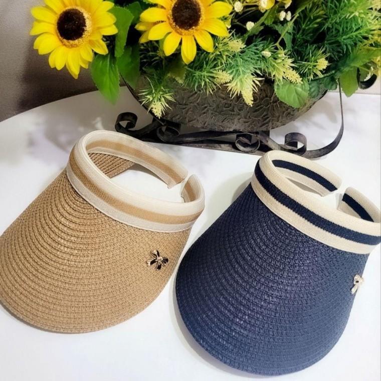 여름철 데일리 자외선차단 리본장식 라탄 썬캡 1+1
