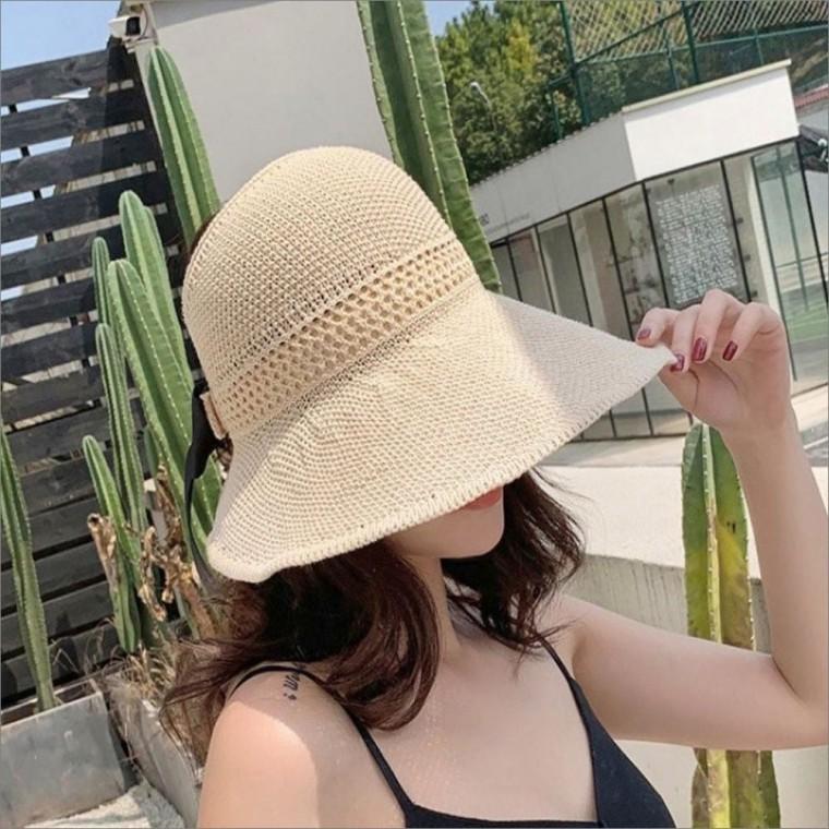 돌돌이 모자 니트 포니테일 썬캡 여자 여름휴양지