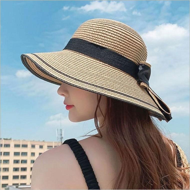 모자 챙넓은 여자 밀짚 비치 자외선차단 썬캡 여름 라탄