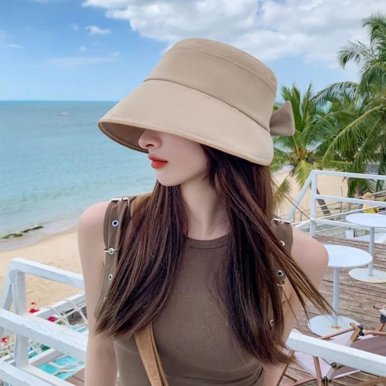 썬캡 4컬러 여름 벙거지모자 버킷햇 햇빛차단 뒷리본