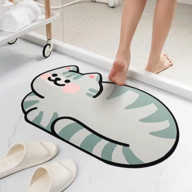 캐릭터 규조토 발 매트 고양이발 욕실 발 매트 강력 흡수