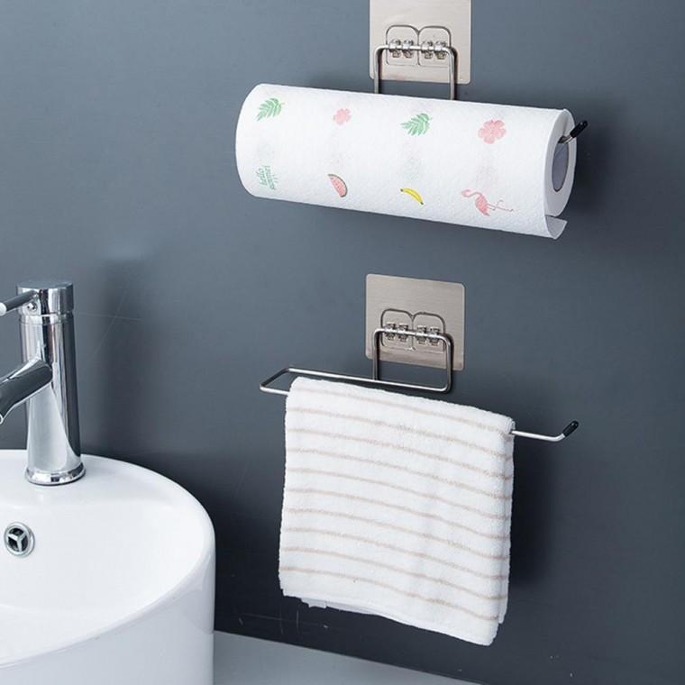 벽부착 키친 타월 걸이 홀더 주방 수납 타올 거치대 무타공 정리
