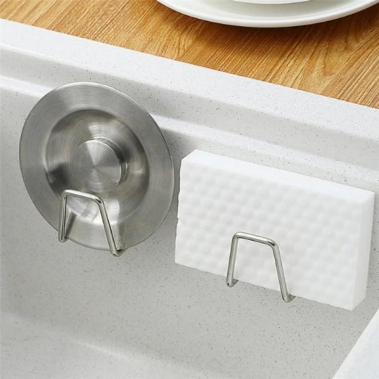 주방 싱크대 수세미 홀더 무타공 접착식 부착식 스테인리스 다용도 걸이