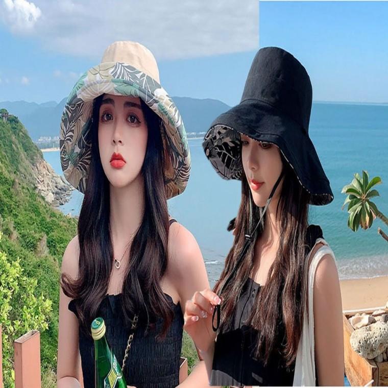 넓은 벙거지 여자 여름 휴양지 양면 모자 챙 버킷햇