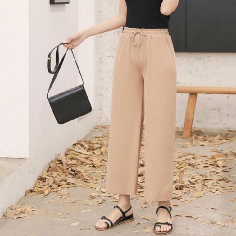 와이드팬츠 여름바지 허리밴딩 여자 2색 아이스소재