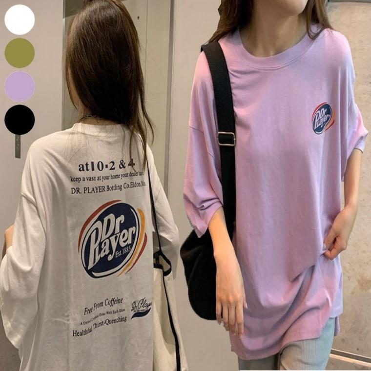 프린팅 티셔츠 여자 오버핏 빈티지 여름 반팔 박시한