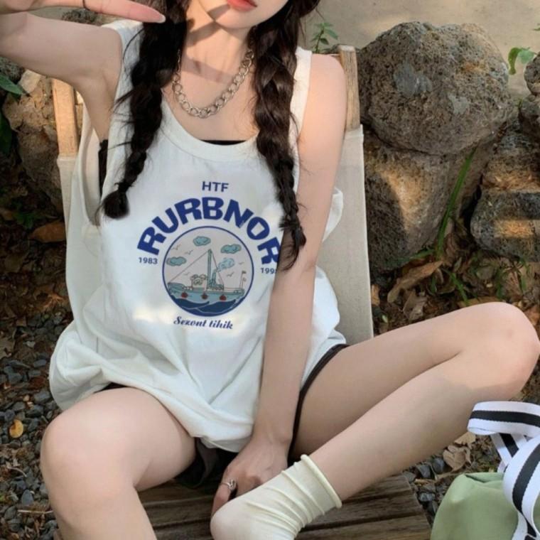 레이어드 루즈핏 나시티 여성 티셔츠 민소매 여름