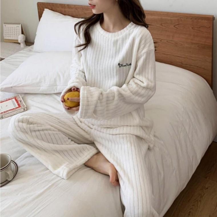 골지 잠옷 세트 여성 수면바지 홈웨어 통바지 여름 면바지 수면잠옷