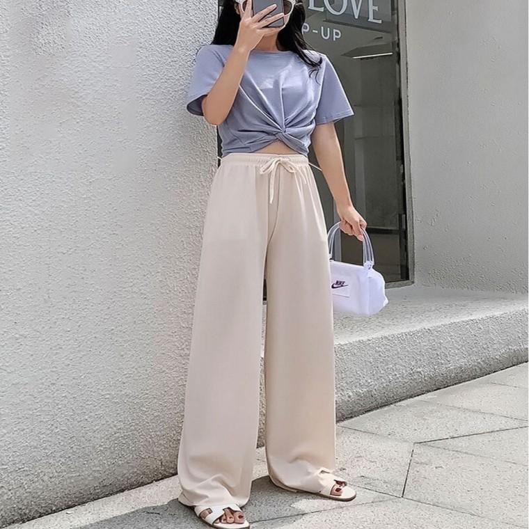 와이드팬츠 여성 3 여름 밴딩 통바지 하이웨스트 일자