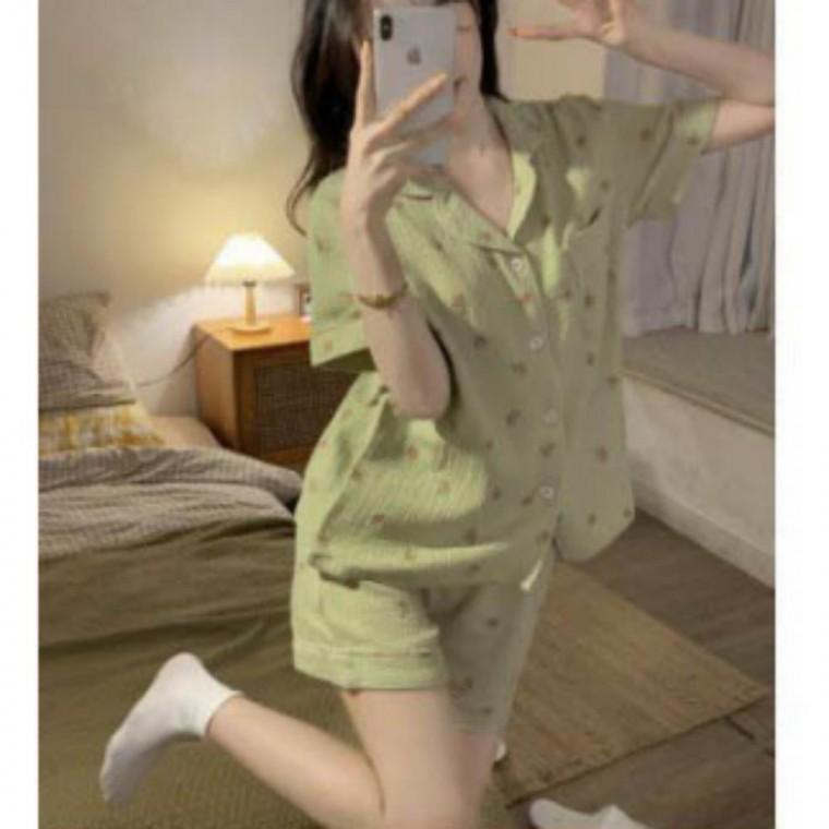 여성 여름 반팔 파자마 세트 순면 파자마 시원한 수면잠옷 홈웨어