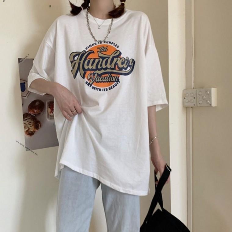 프린팅 여름 반팔 여성 라운드넥 티셔츠 2컬러 데일리