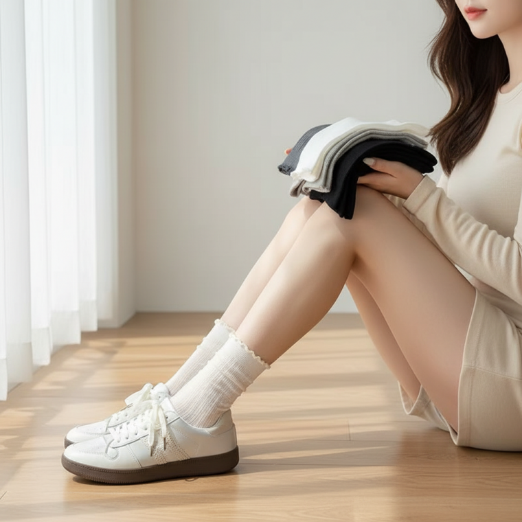 여성 데일리 긴양말 시원한 메쉬 소재 여름 장목 양말 선물용 5세트