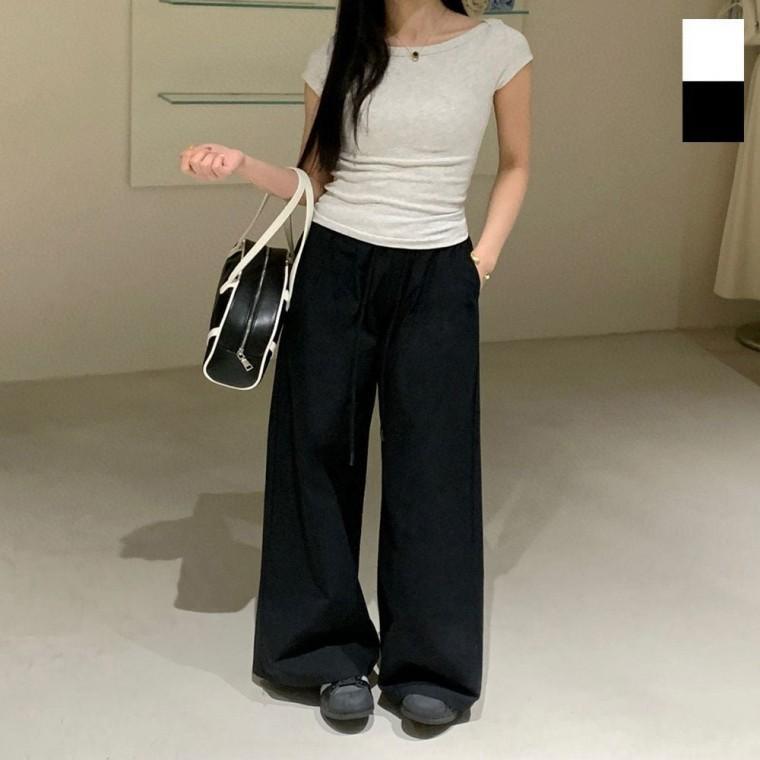 면바지 2색 캐주얼 와이드핏 여자 여름바지 밴딩팬츠