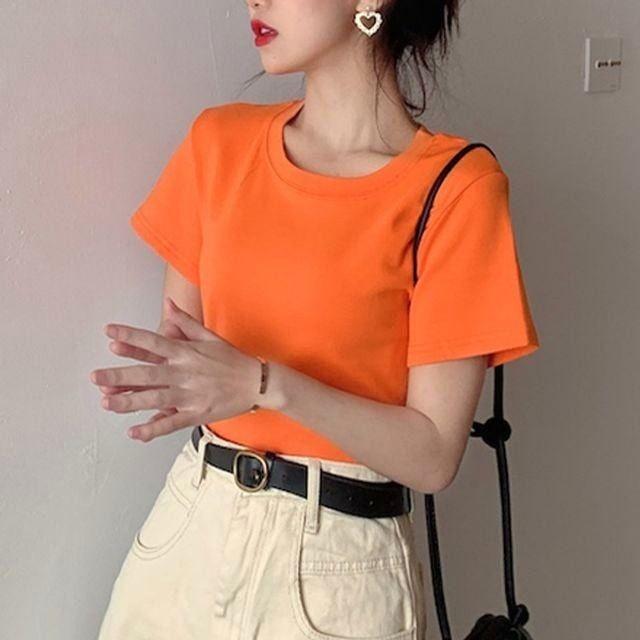 라운드넥 5색 여름티 여성 티셔츠 반팔 베이직 기본