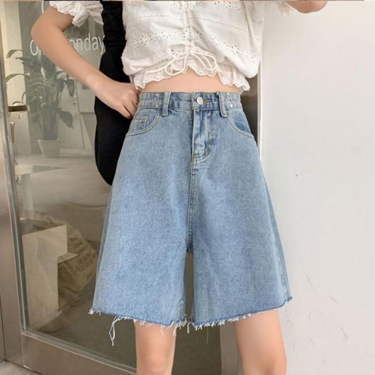 클립 청반바지 사이즈조절 데님반바지 여성 여름
