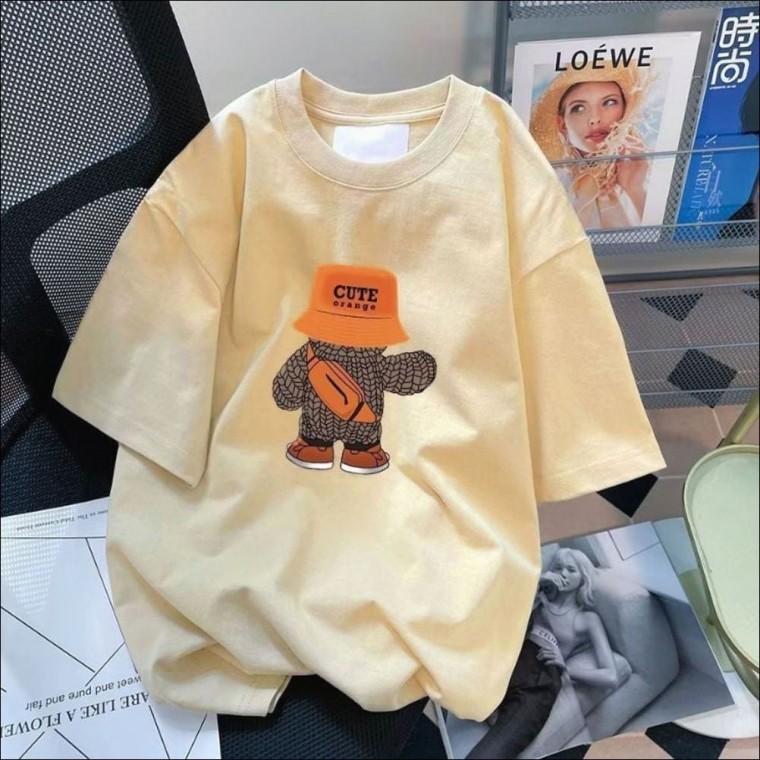 여름 핏 박시한 캐릭터 라운드넥 티셔츠 여자 반팔티