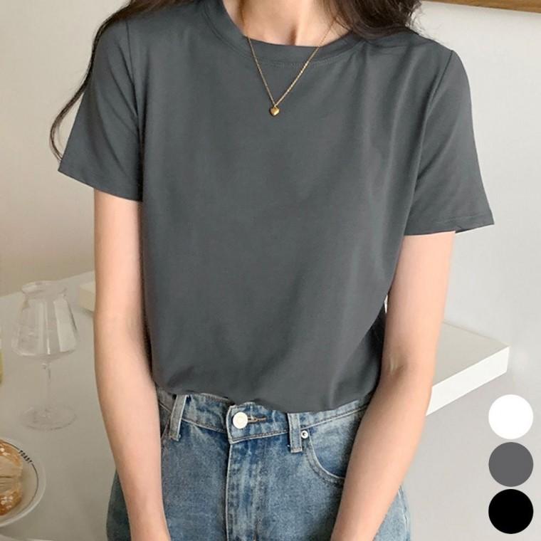 여름 반팔 무지 티셔츠 데일리 루즈핏 라운드넥 여자