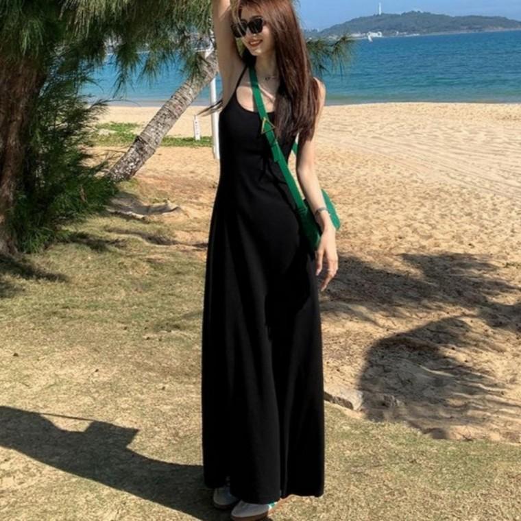 여성 여름 데일리 끈나시 맥시 A라인 롱 원피스
