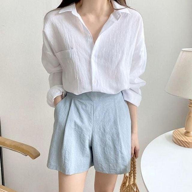 큐롯팬츠 6색 여름 여성 핀턱 숏 A라인 반바지 밴딩