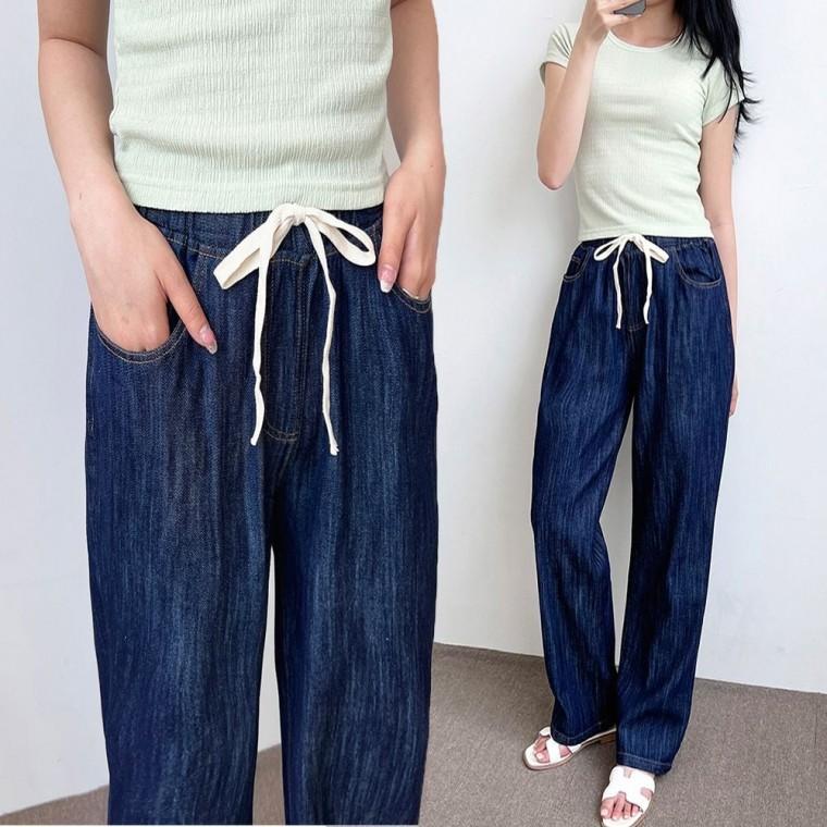 여자 허리 와이드 여름 팬츠 고무줄 편한 린넨 청바지