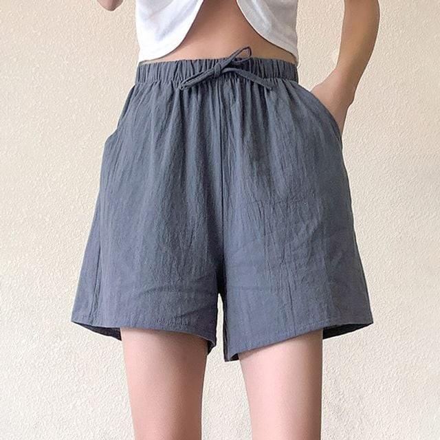 여름 얇은 팬츠 시원한 여성 3부 반바지 린넨 밴딩