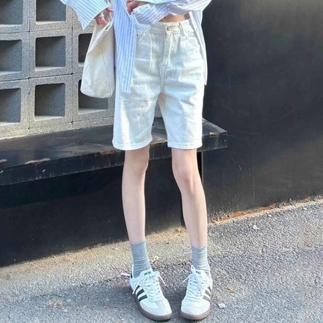 캐주얼 하프팬츠 여성 숏팬츠 5부 반바지 와이드 여름 데님