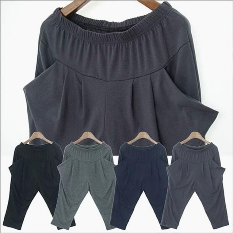 여름바지 7부 배기팬츠 여성 절개주머니 배기바지 밴딩