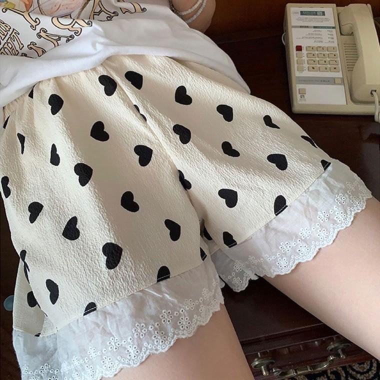 세트 파자마 홈웨어 여성 투피스 레이스 잠옷 여름 반바지