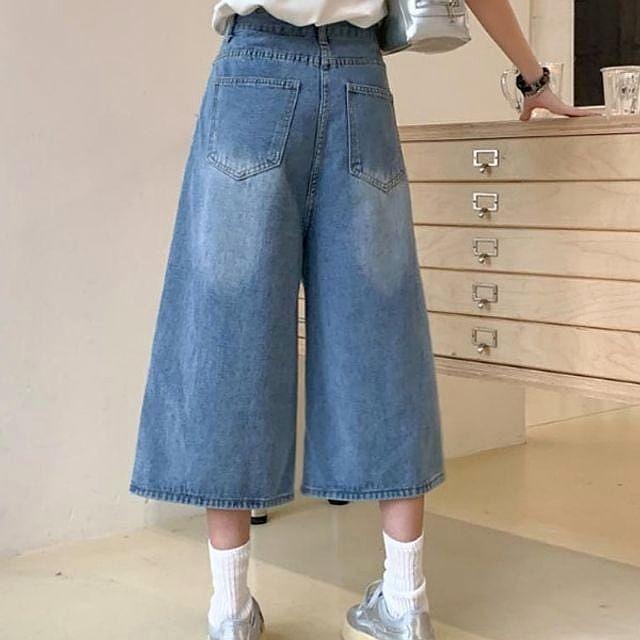 청반바지 여성 4색 와이드핏 7부바지 데님 청바지 여름