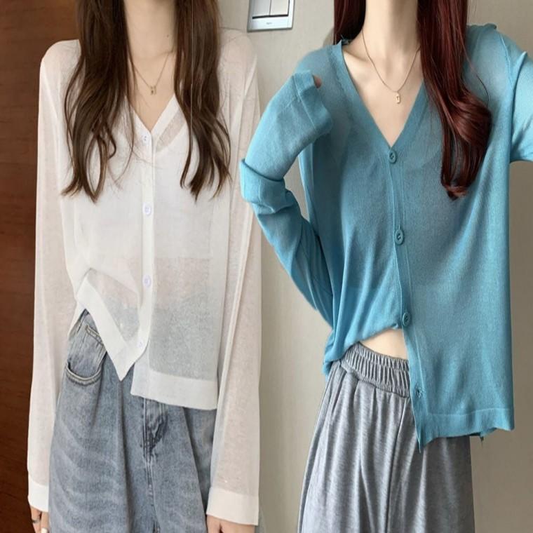 바람막이 긴팔 시스루 여름 여자 가디건 얇은 에어컨