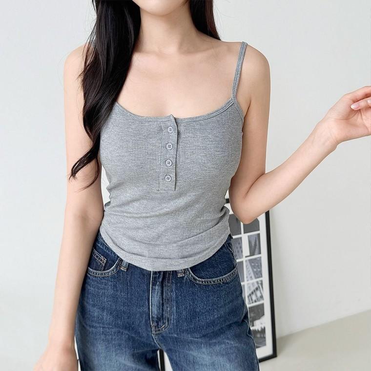 여름 민소매 여성 골지 나시티 이너웨어 슬리브리스 캐주얼