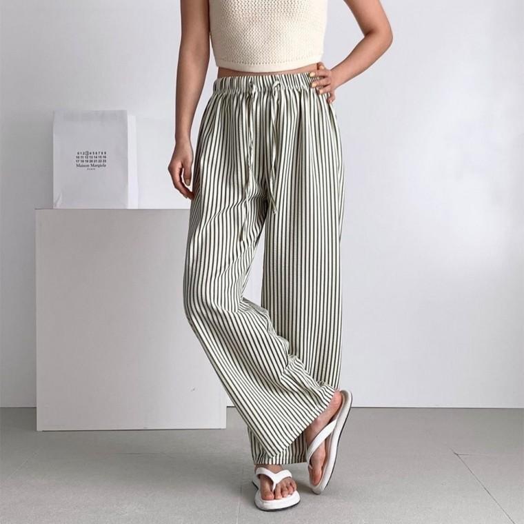 와이드팬츠 스트라이프 바지 여름 편한 통바지 여성