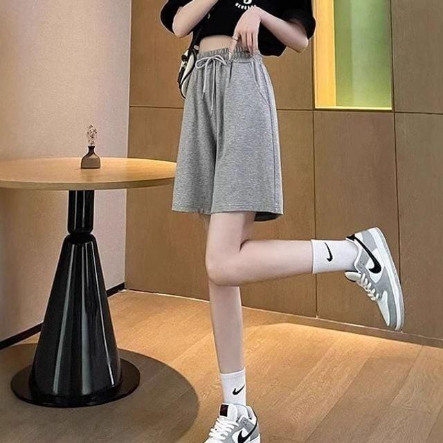 2색 와이드핏 추리닝 여름바지 4부 팬츠 데일리 반바지 여성