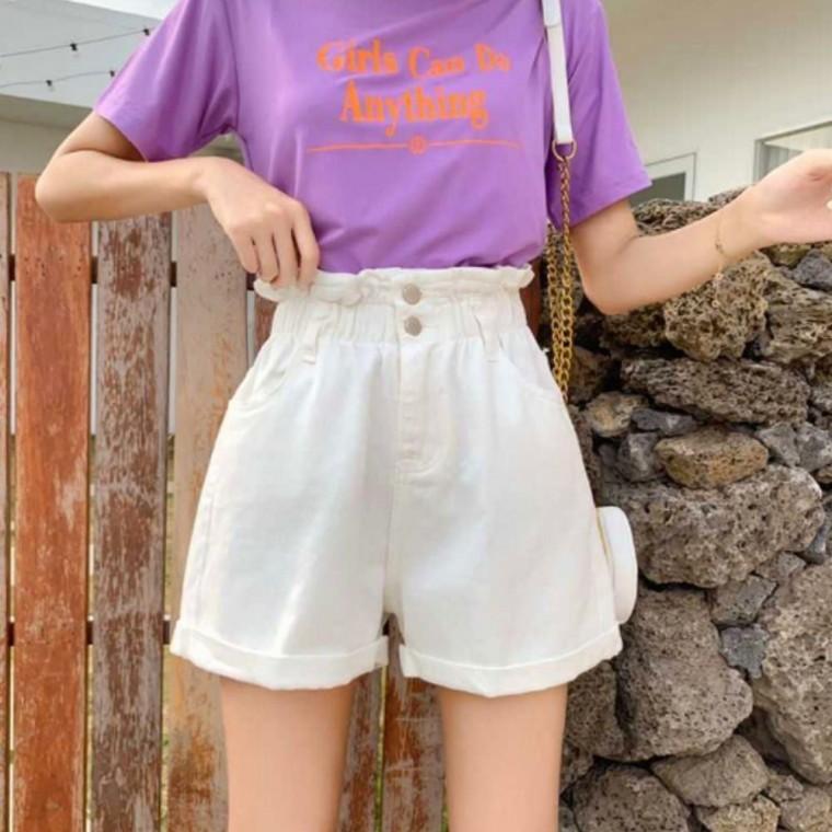 밴딩 데님반바지 청반바지 여성 여름 롤업 하이웨스트