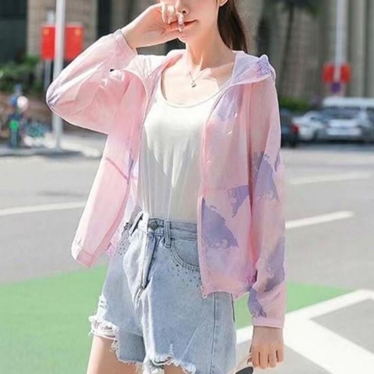 차단 가디건 여름 얇은 외출용 여자 자외선 후드집업