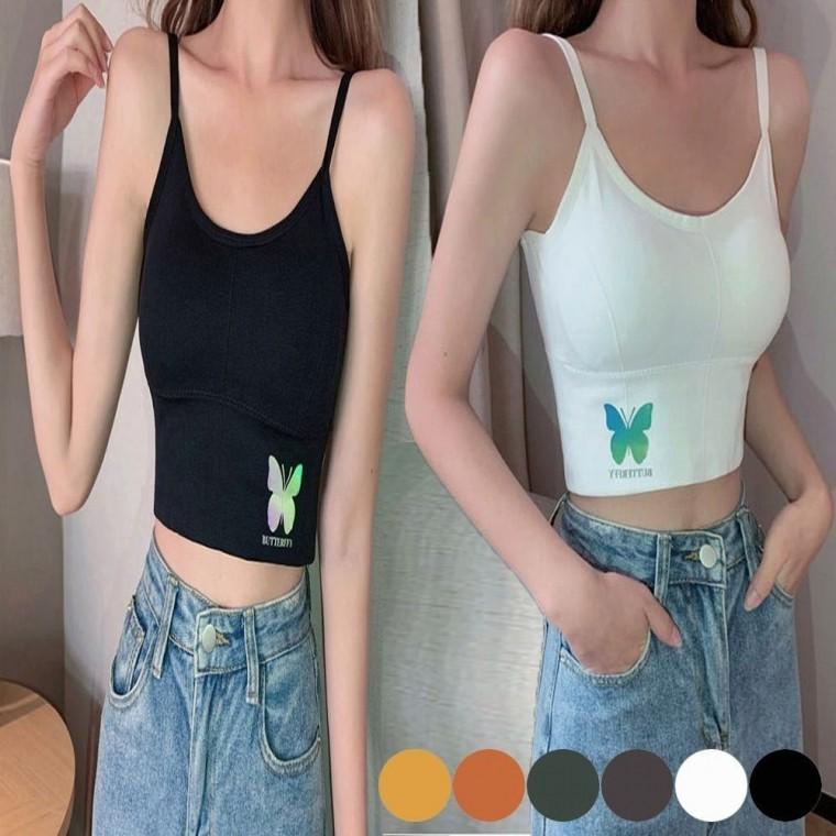 여름 여자 크롭 이너 캡 브라탑 패션 끈나시 내장