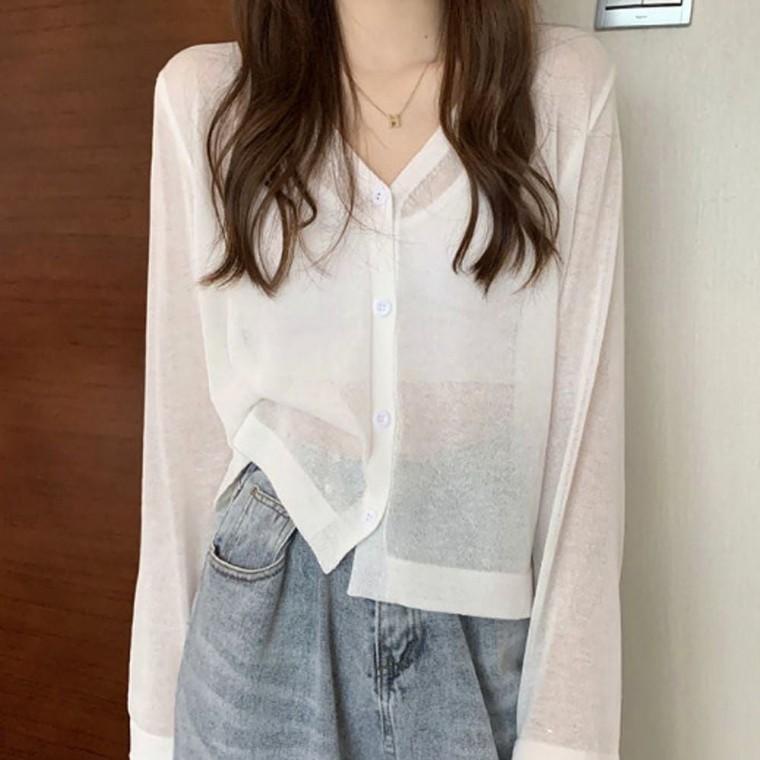 가디건 커버업 얇은 여름 여성 시스루 아우터 8색 니트