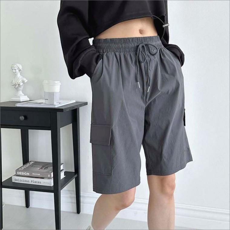팬츠 5부 카고 트레이닝 허리밴딩 2색 반바지 여름 여자