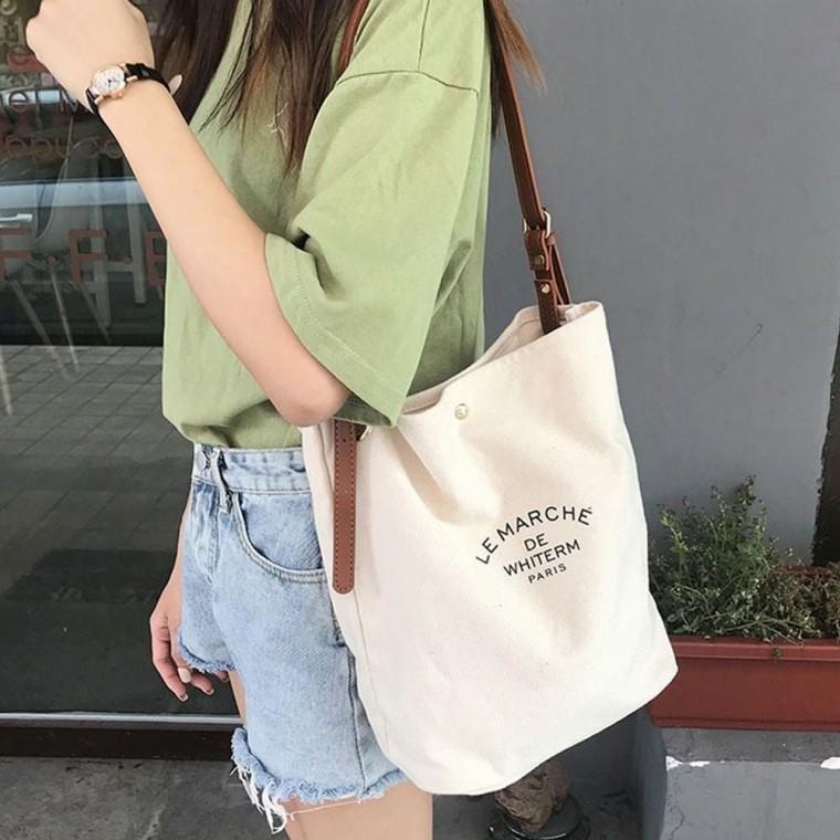 숄더백 사각 천가방 여성 배색 캔버스 에코백 가방 보부상