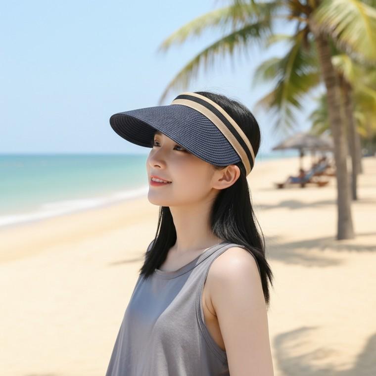 밀짚모자 여름모자 아이린 내추럴 썬캡 네이비