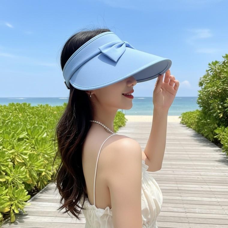 모던걸 리본썬캡 돌돌이 비치 그늘 여름모자 돌돌이썬캡 블루