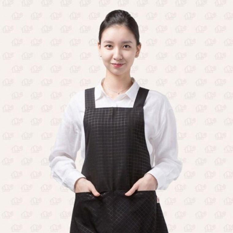 미용 앞치마 공방 미용실 카페 앞치마 체크 블랙
